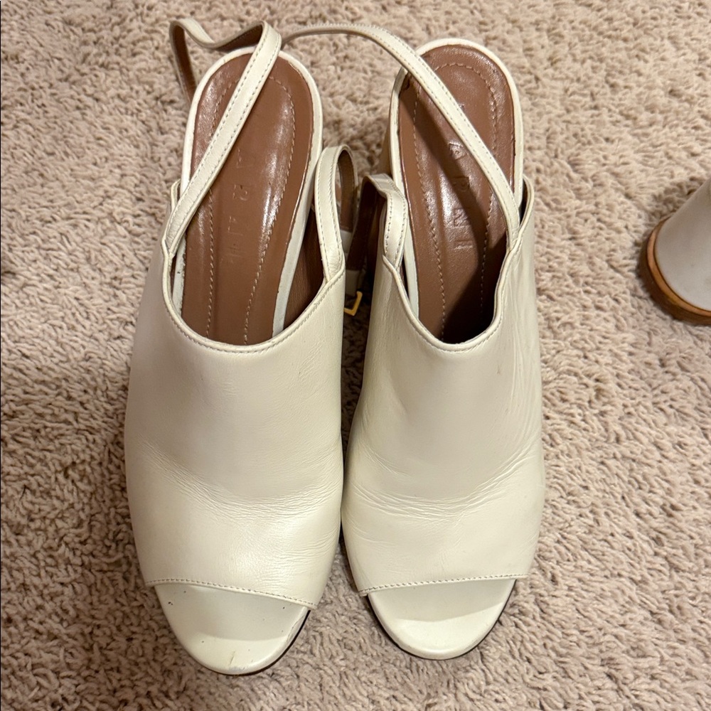 Marni White Slingback Peep-Toe Heels